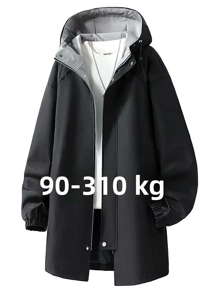 

Mo Cha Trendy Brand Men's Oversized Long Coat Jacket Spring New Loose Slimming Casual Hooded Zipper Closure Polyester Fiber