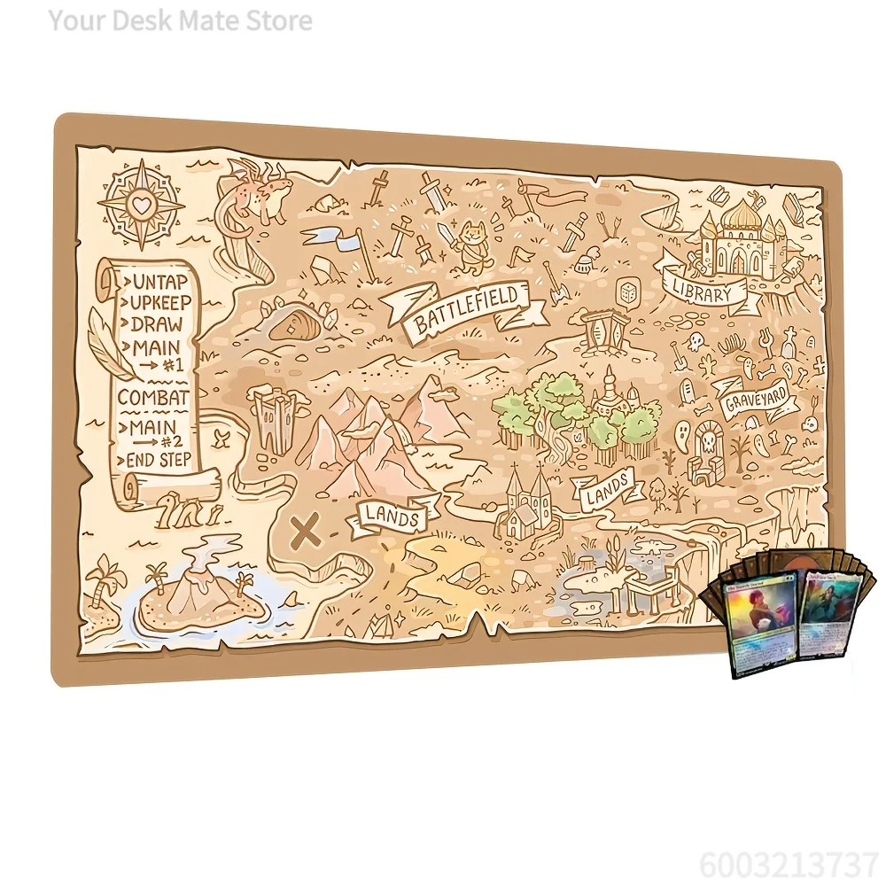 Treasure Map Magic Party Game Mat Durable Rubber for MTG&TCG Games 35X60cm Mouse Pad Offices Desk Mats Friendly Design