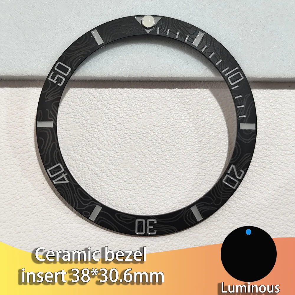 

38mm Tilted Ceramic Bezels Imitation Carbon Fiber Pattern For 40mm Watch Case 30.8mm Inner Diameter For NH34 NH35 Series Part