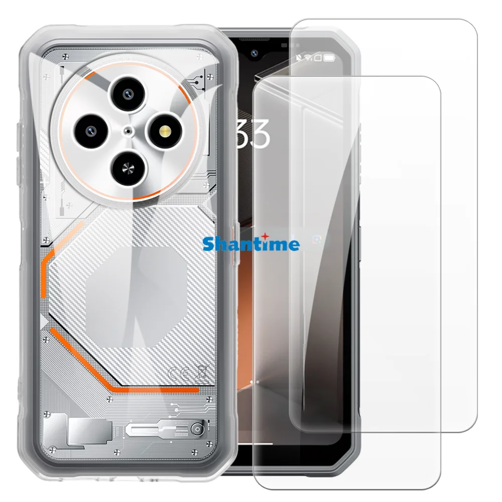 Soft Case + 2 Pack Tempered Glass Screen Protectors for Blackview Fort 2 Full-Body Protection