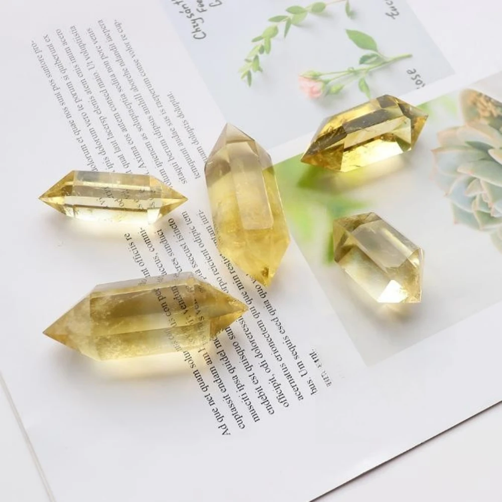 Natural Yellow Crystal, Double Pointed Hexagonal, Make a Wish Energy Harvesting, Double