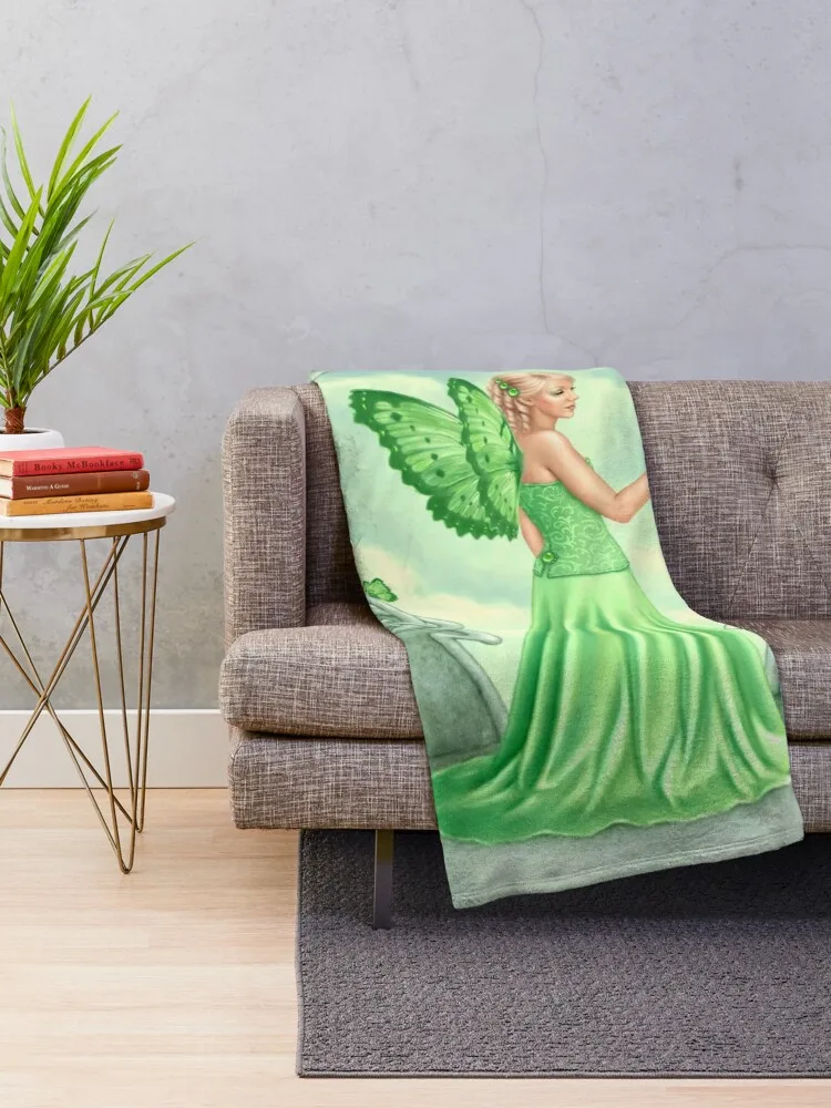 Peridot Birthstone Fairy Throw Blanket Cute Custom For Baby Blankets