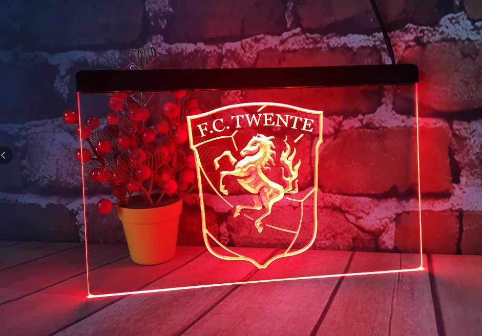 FC Twente Enschede Eredivisie 3D LED ضوء النيون تسجيل، ديكور المنزل الحرف، جديد NR البيرة بار، حانة ونادي، FBHL-09