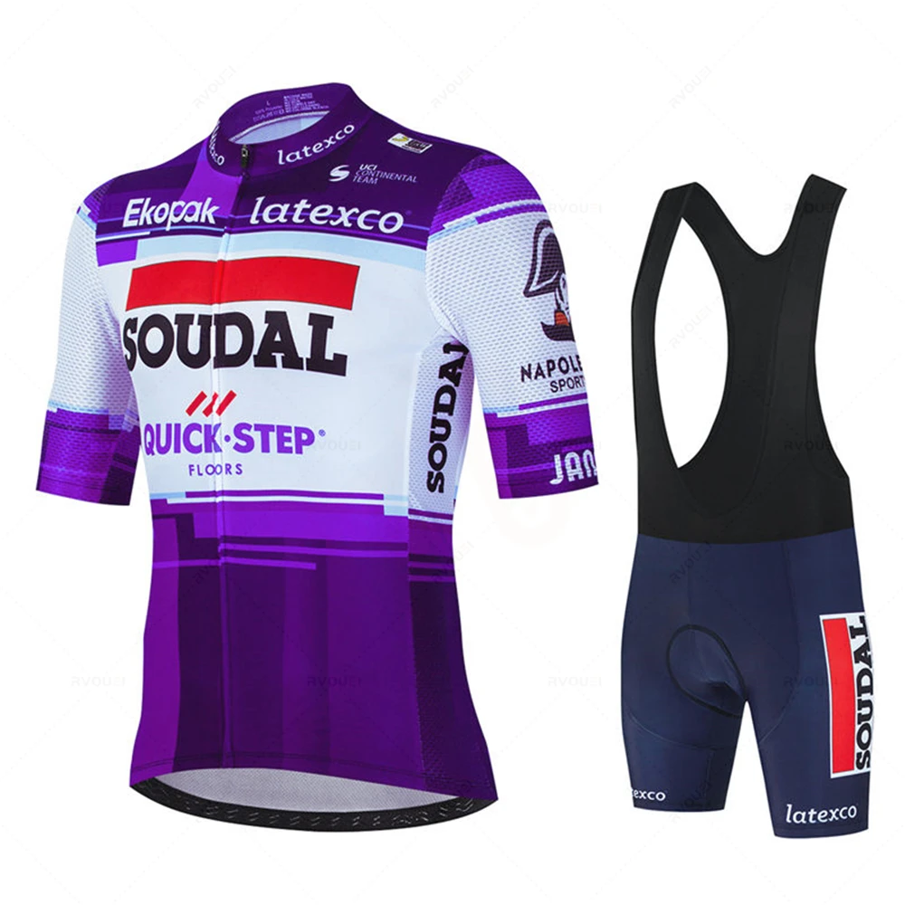 Soudal Quick Step 2023 Cycling Jersey Set Men\'s Summer Bike Mountain Uniform Ropa Ciclismo Maillot Hombre Bicycle Clothing Suit