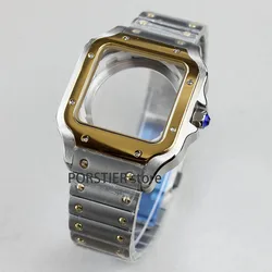 High quality 38mm NH35 Case Square silver/rose/gold watch case stainless steel starp for santo mod NH35 NH36 movement 27mm dial