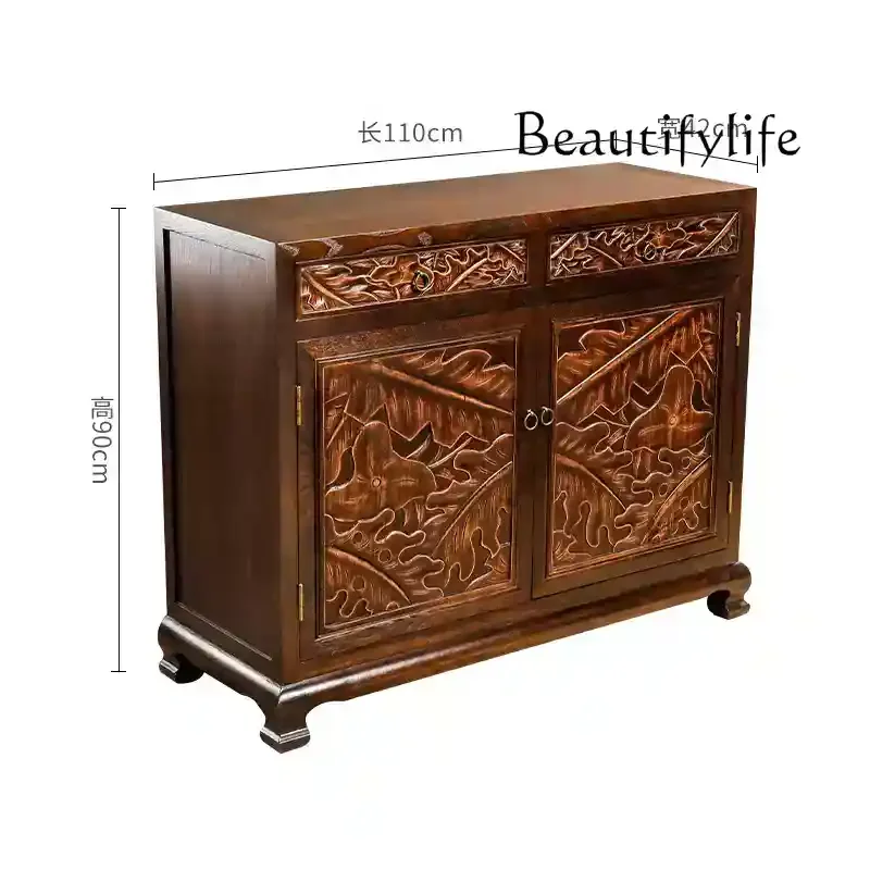 

New Chinese Solid Wood Drawer Cabinet South East Asia Style Furniture Entry Entrance Cabinet