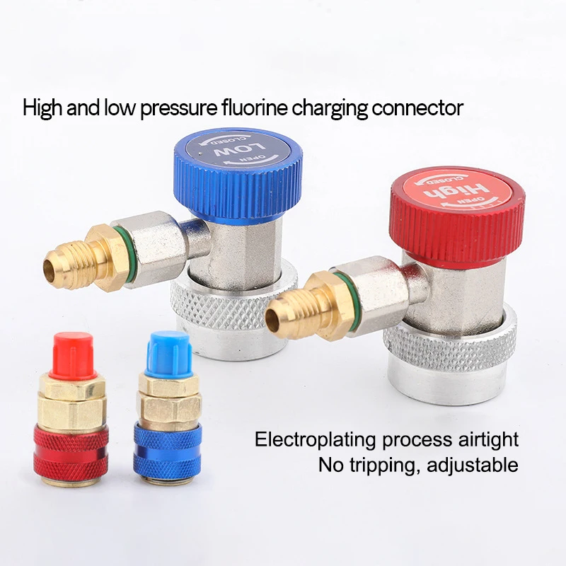 Freon R134a Cylinder Adapter Gas Injector Adjustable Low Connector Voltage Quick Release Hose Adapter Air Conditioning Installat
