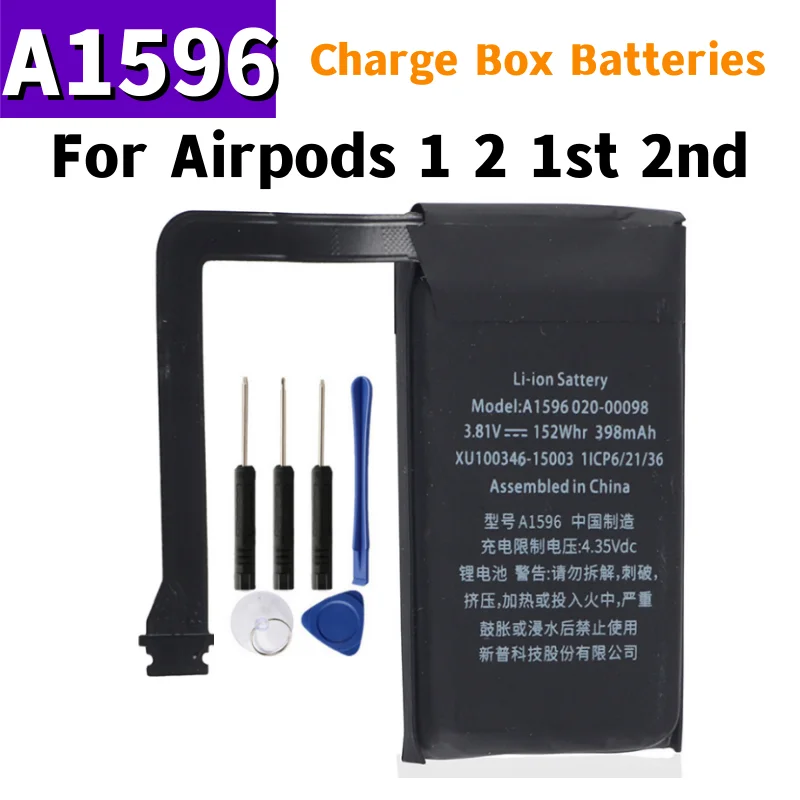 Battery For airpods 1st 2nd A1604 A1602 A1523 A1722 A2032 A2031 air pods 1 2 Wireless Headset Charging Compartment Box A1596