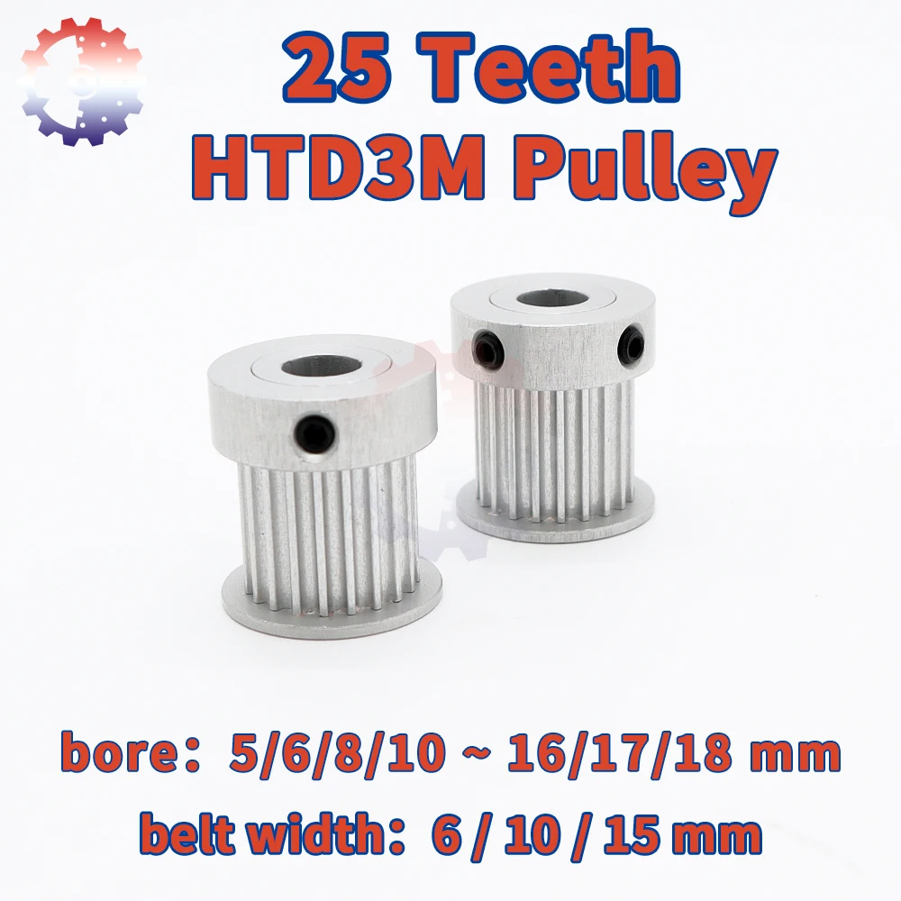 25teeth 25T HTD 3M Timing Pulley 3M Pulley HTD3M Belt Pulley Width 6 10 15mm Bore 4/5/6/7~15mm 25 Teeth Pulley Synchronous Wheel