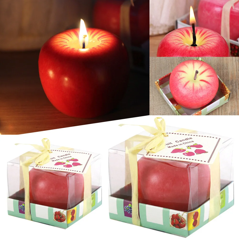 Apples Candle Xmas Funny 3d-Apple Shaped Candle Xmas Elements Design Elegant Home Decor Romantic Dinner Setting