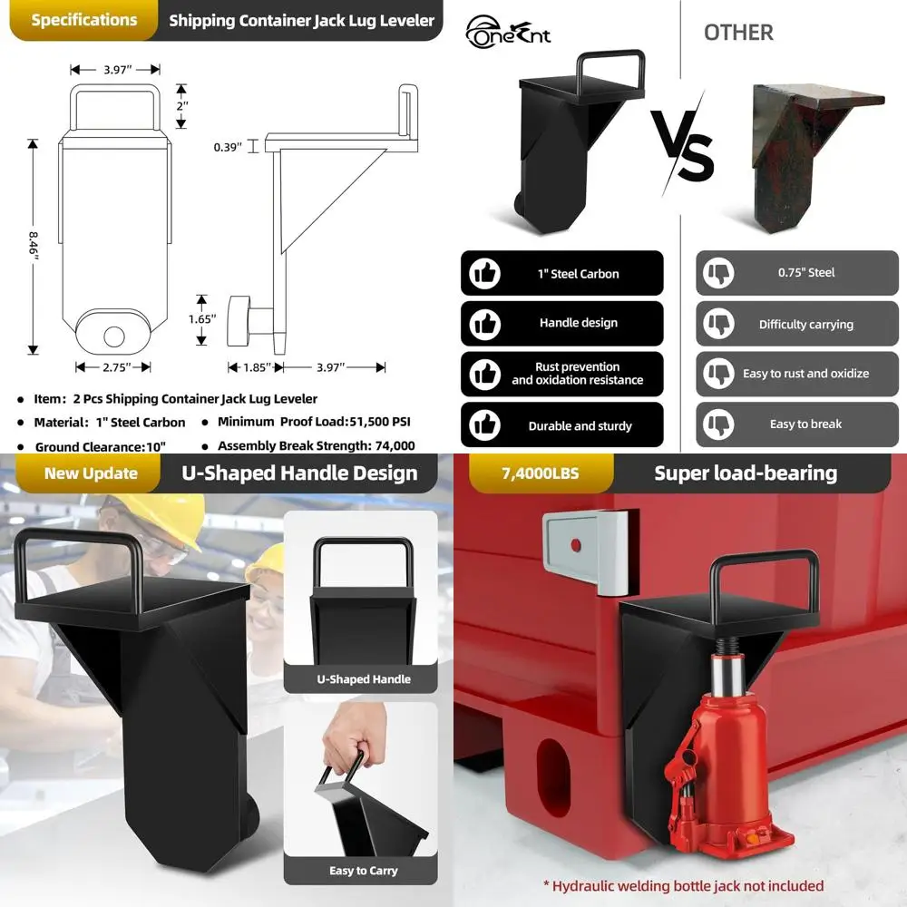 

2-Pack Shipping Container Leveler Jacks - Attachments for Booster Lifts