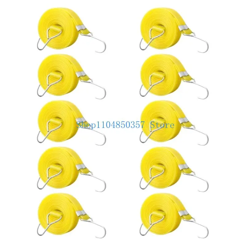 652F 10pack Regulable Elastics Rubber Cord with Hook Weather Resistant Bungees Strap