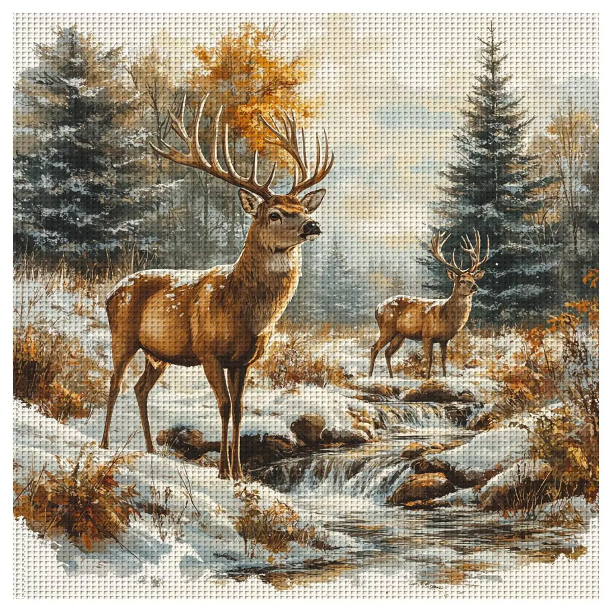 

1pc 30X30CM/11.8inch deer stamped cross stitch kit DIY kit 11CT/14CT DIY Embroidered set DIY Cross-Stitch Set Hanging Painting