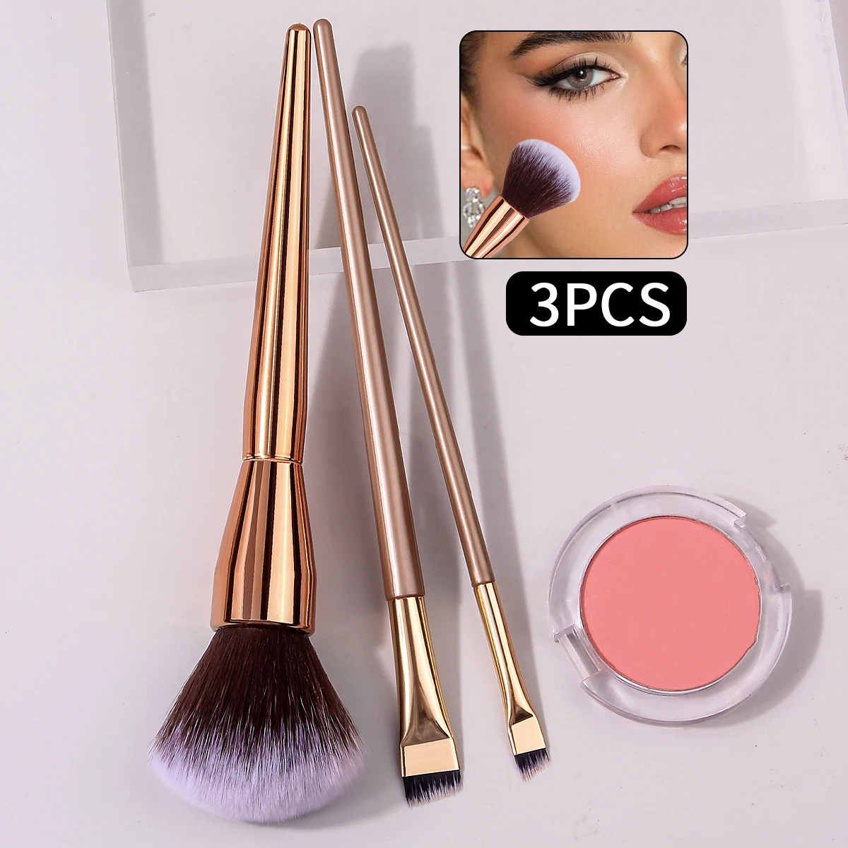 3pcs 대형 루즈 브러쉬 블러쉬 브러쉬 초박형 블레이드 부드러운 강모 아이 라이너 브러쉬 휴대용 메이크업 브러쉬