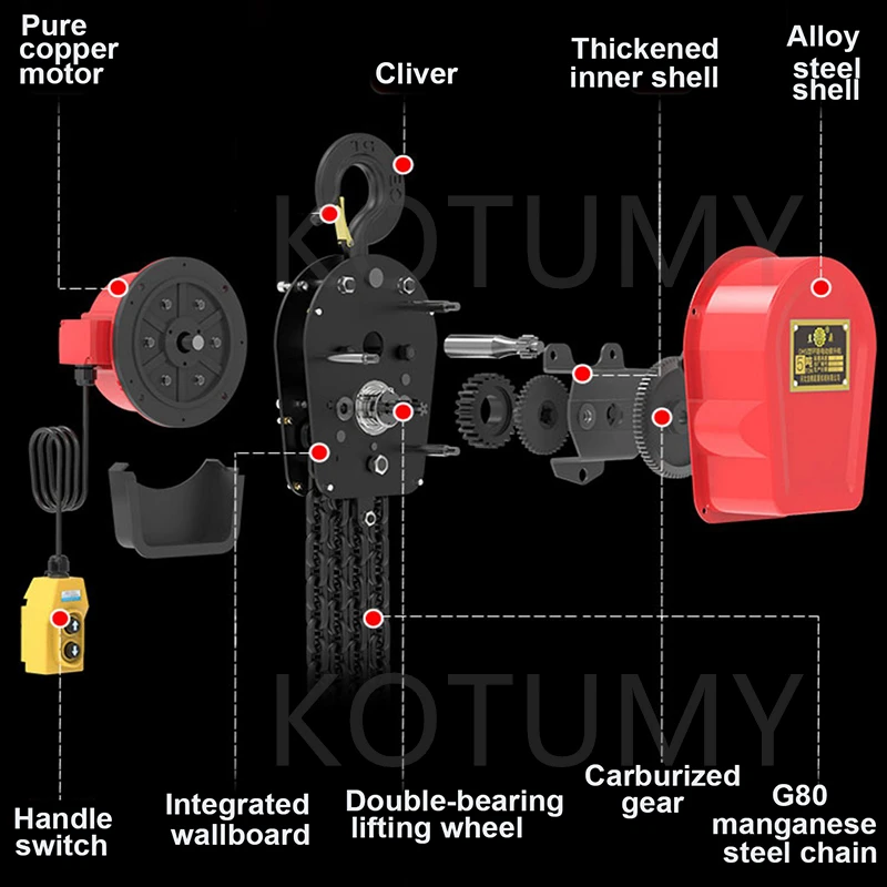 Electric Chain Hoist 380V/220V 1 Ton Electric Hoist Lifting Crane Household Crane Hoist Inverted Chain Hoist High-Efficiency