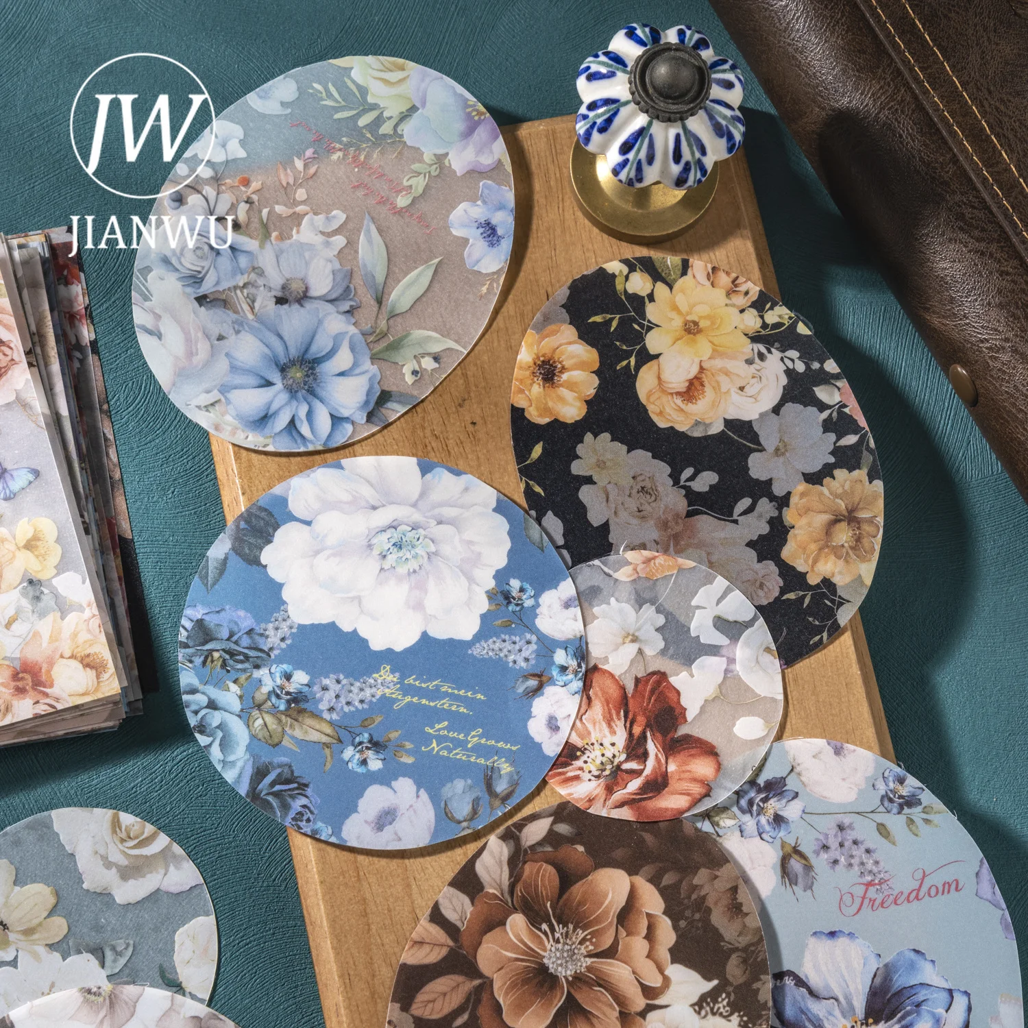 JIANWU Vintage Dark Flower Bloom Butterfly Landscape Material Collage Scrapbooking Sticker Creative DIY Journal Stationery