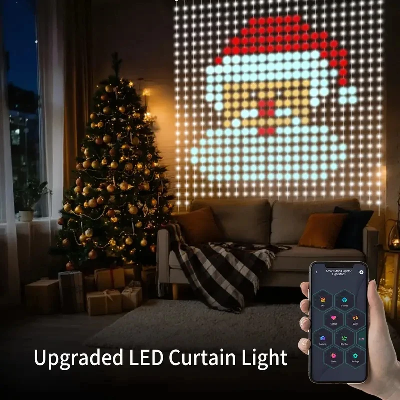 Rideau lumineux intelligent avec motif DIY, 400led, pour décoration de fenêtre, extérieur, pour noël, décoration de maison, cadeau, nouveauté 2026