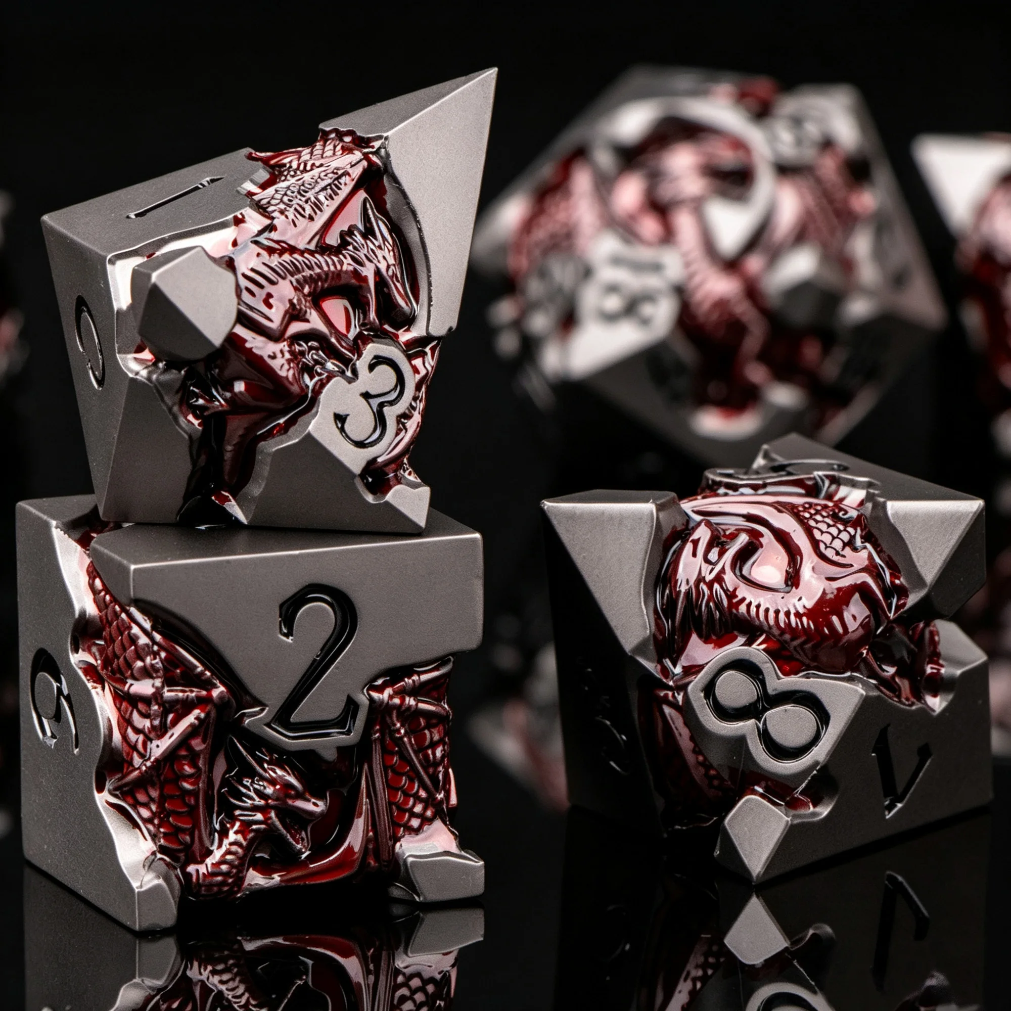 7-Piece Metal Polyhedral Dice Set, D4 D6 D8 D10 D12 D20 D% Metal Dice, Solid Metal DND Dice for Dungeons & Dragons