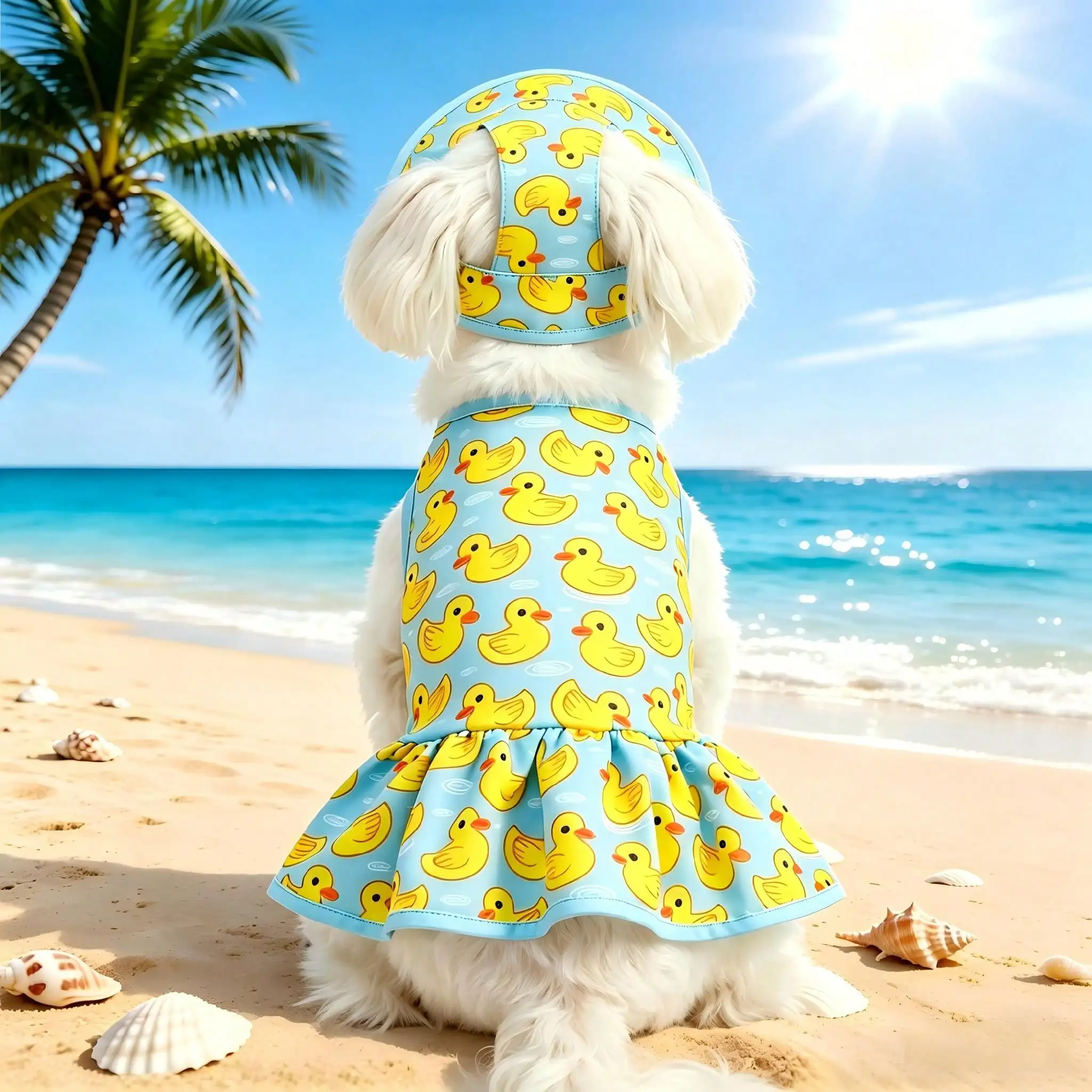 Vestido veraniego con sombrero para perros y gatos pequeños - imagen 3