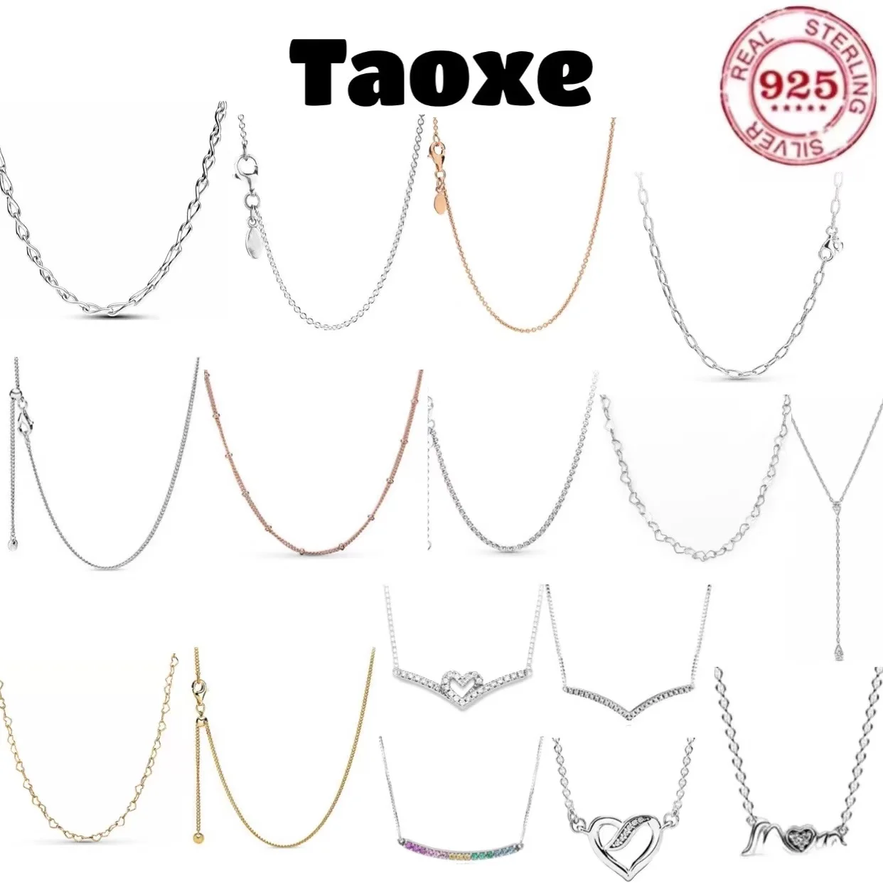 

classic basic chain series women's 925% sterling silver heart-shaped round DIY necklace high-end jewelry exquisite gift making