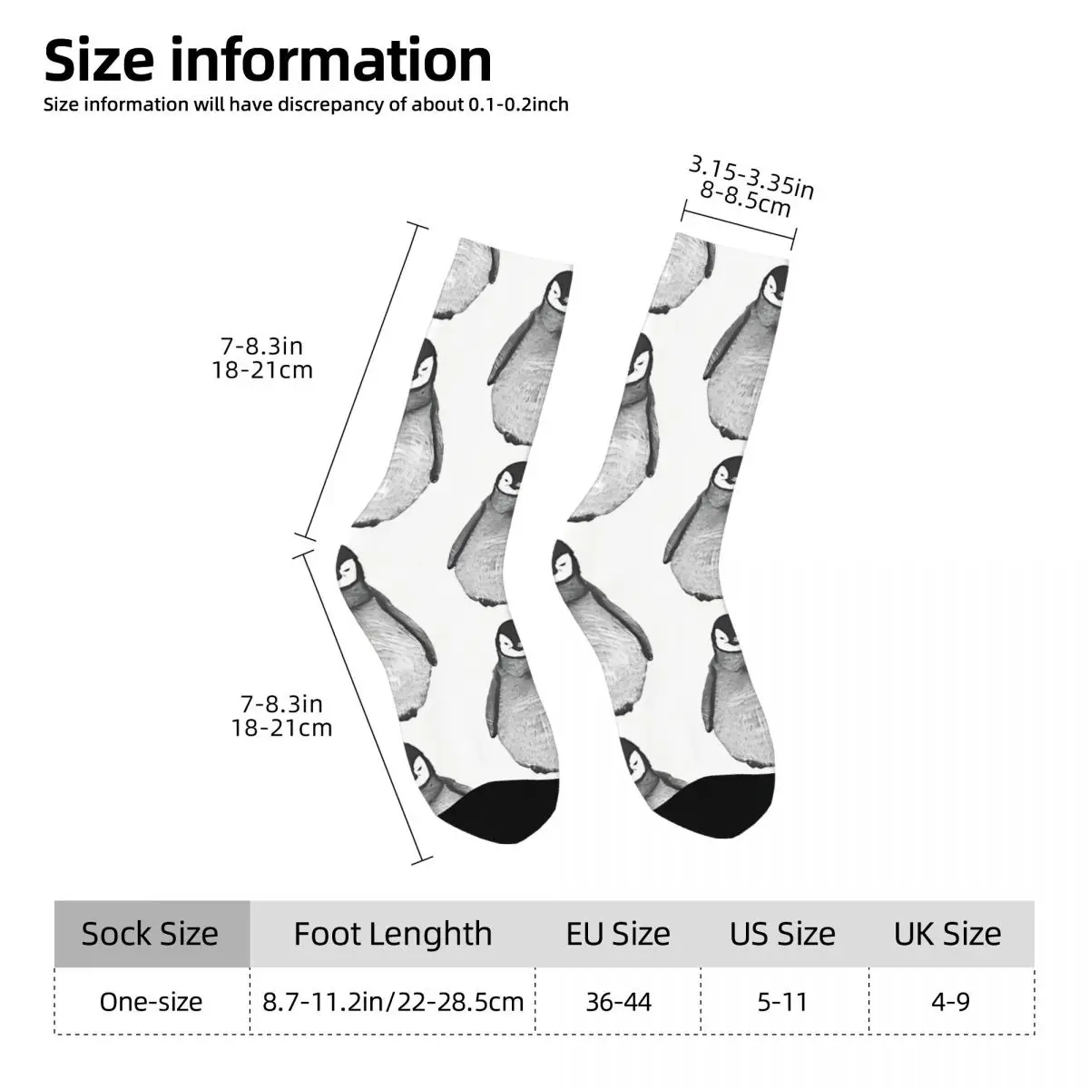 Vintage Kawaii Men's Socks Penguin Unisex Novelty Pattern Printed Crazy Crew Sock Gift