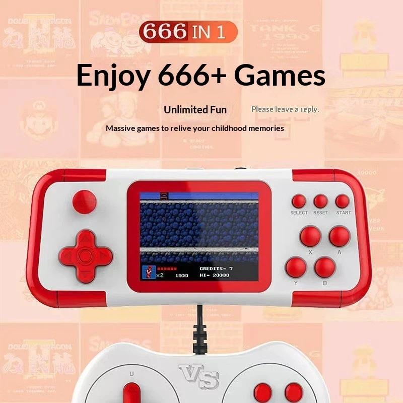 Handheld Gaming Consoles A12 666‑In‑1 Retro Portable Game Player Dual Joystick With Extra Controller For Two‑Player Gameplay Use