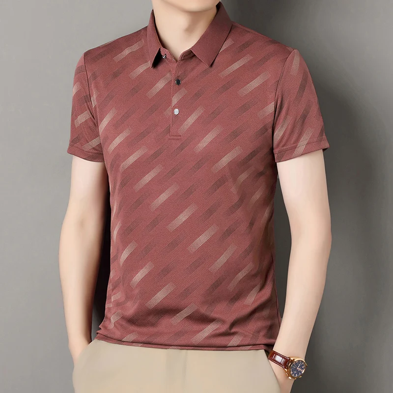 

2025 Summer Printed Polo Shirt for Men Middle Aged and Elderly Dad's Clothing Loose and Casual Business Collar Men's T-shirt