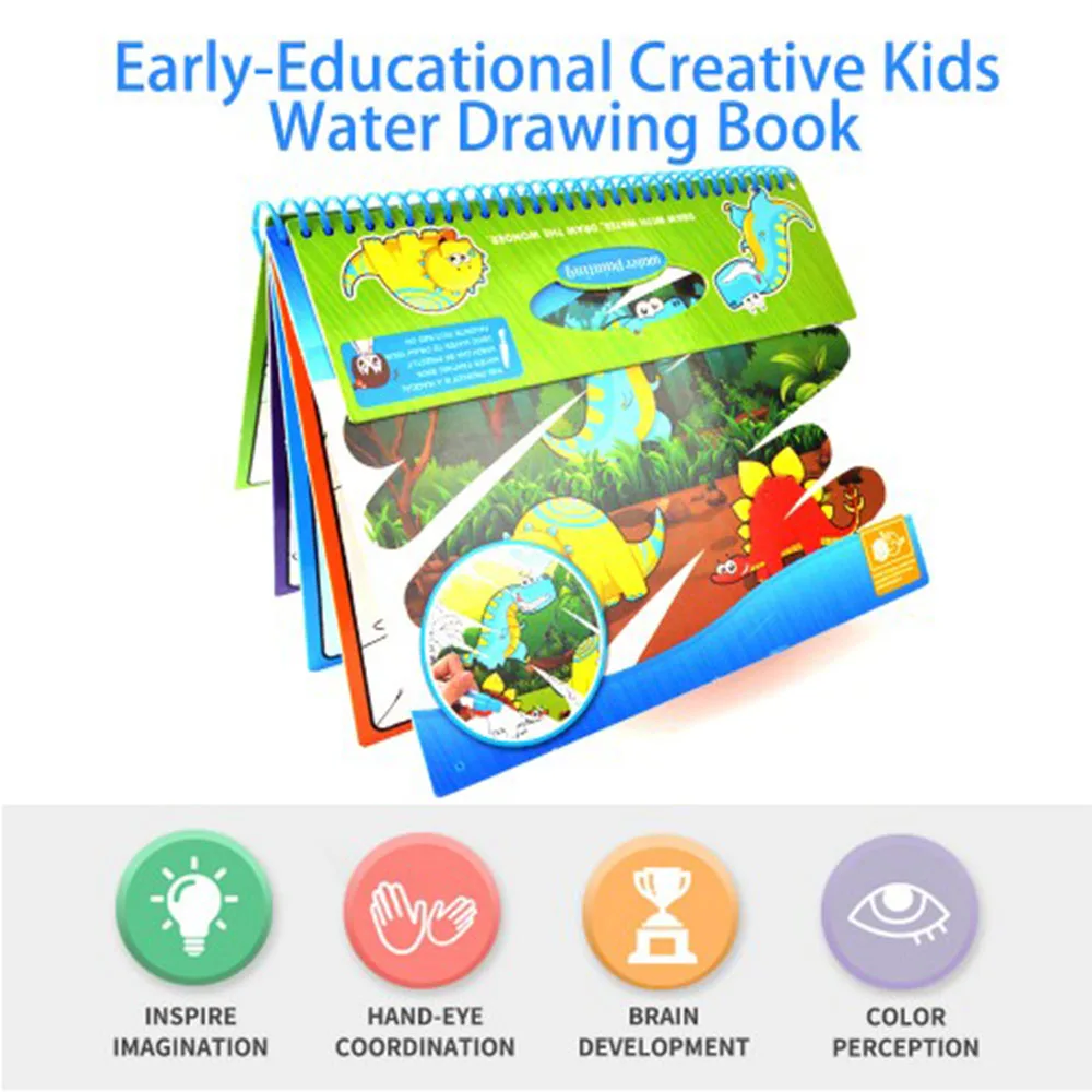 Magic Water Drawing Book Zoo Animal Dinosaurs Coloring Book Doodle Magic Pen Painting Drawing Board For Kids Educational Toys