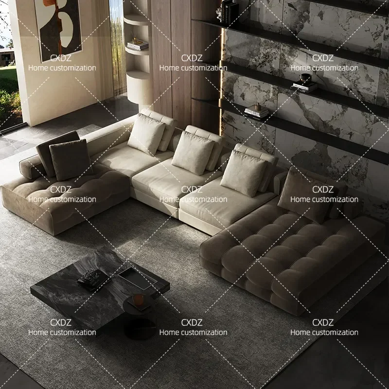 Italian Minimalist Lawrence Fabric Sofa for Living Room Large Apartment High End Villa Anti Cat Scratch Technology Cloth Sofa