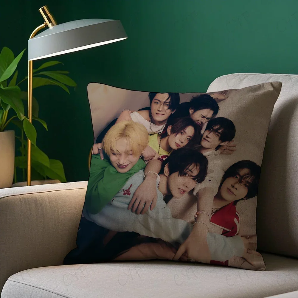 Boy team E-ENHYPEN Pillow Case Pillowcase Anti-dustmite Pillow Invisible zipper silky short plush Sofa cushion cover