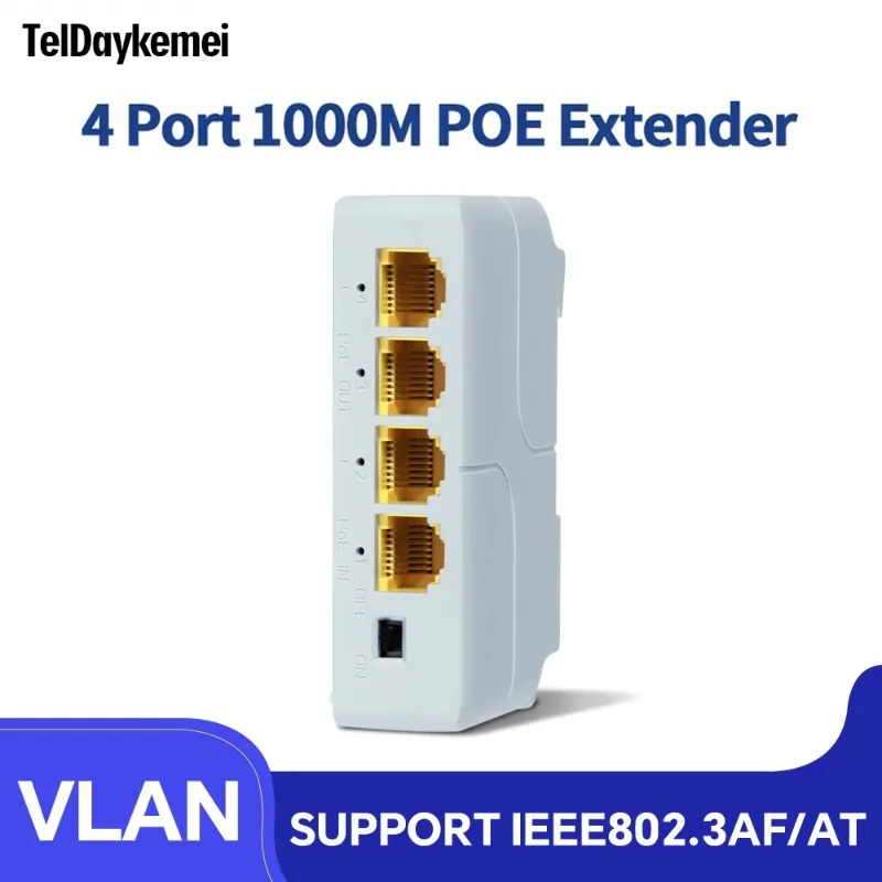 ‌-アクティブ4ポートpoeエクステンダー-10-100-1000mbps-ieee-8023af-at-長距離ipカメラ＆nvr電源用