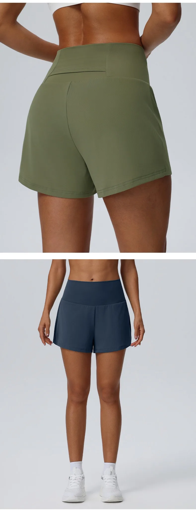 Women's Summer Loose Running Shorts 2-in-1Quick Dry Athletic Yoga Gym Shorts with Pockets Yoga Fitness Sports Shorts