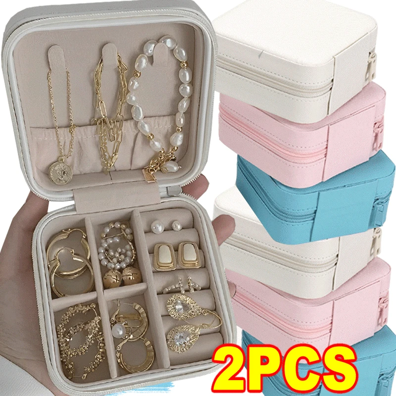 Portable Jewelry Box Jewelry Organizer Display Travel Jewelry Case Boxes Holder Leather Storage Zipper Jewelers Joyero Packaging