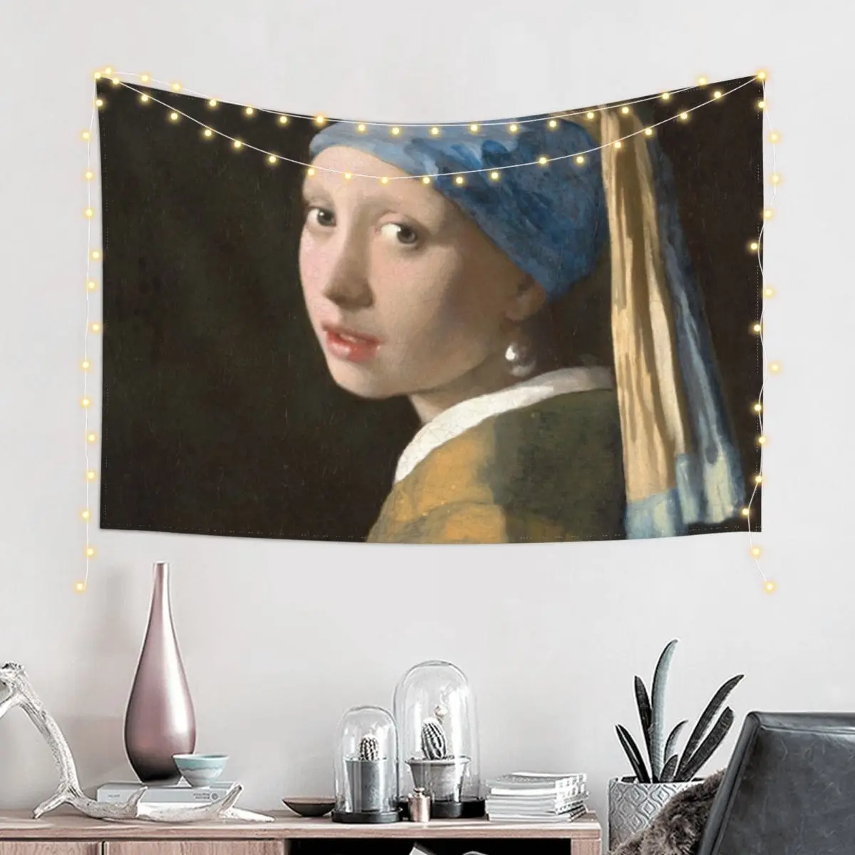 Girl with a Pearl Earring (HighRes) Tapestry Luxury Living Room Decoration Wallpaper Bedroom Tapestry