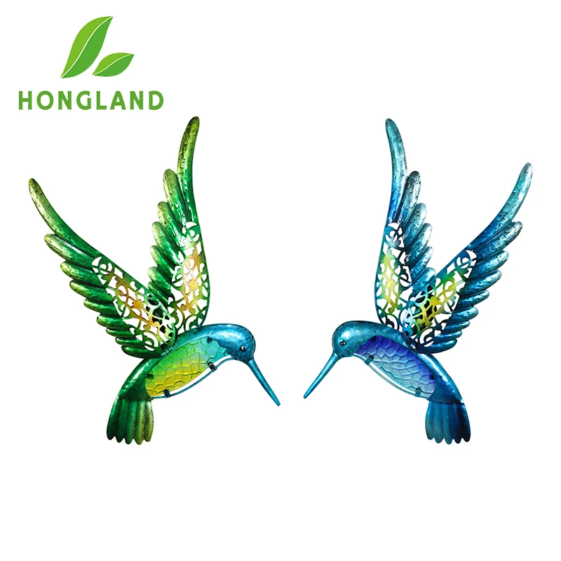 Metal Hummingbird Wall Artwork for Home Decoration, Garden Sculpture, Statue Accessories, Yard, 2Pcs