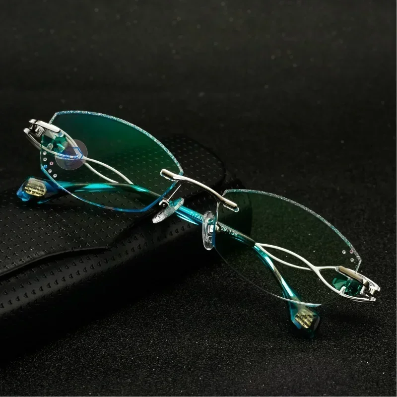 Reading Glasses Blue Light Blocking Women Titanium Vision Aid Outdoor Driving Frameless Stylish Lightweight Comfortable Durable