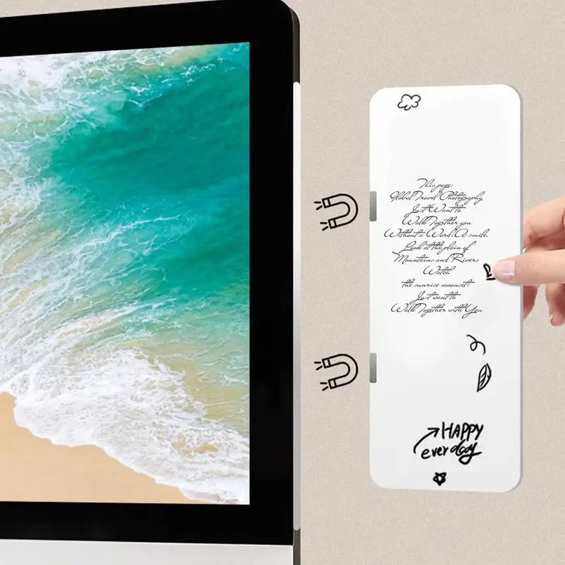 1PC Dry Erase Magnetic Message Board For Computer Monitors Side Panel Monitor Memo Board Writing Record Message Board Remind