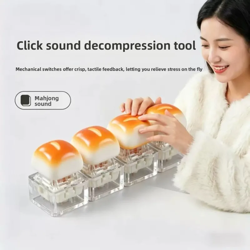 Bread keycap decompression dull clicker keychain mechanical keyboard button decompression fingertip fidgeting toys sensory toys