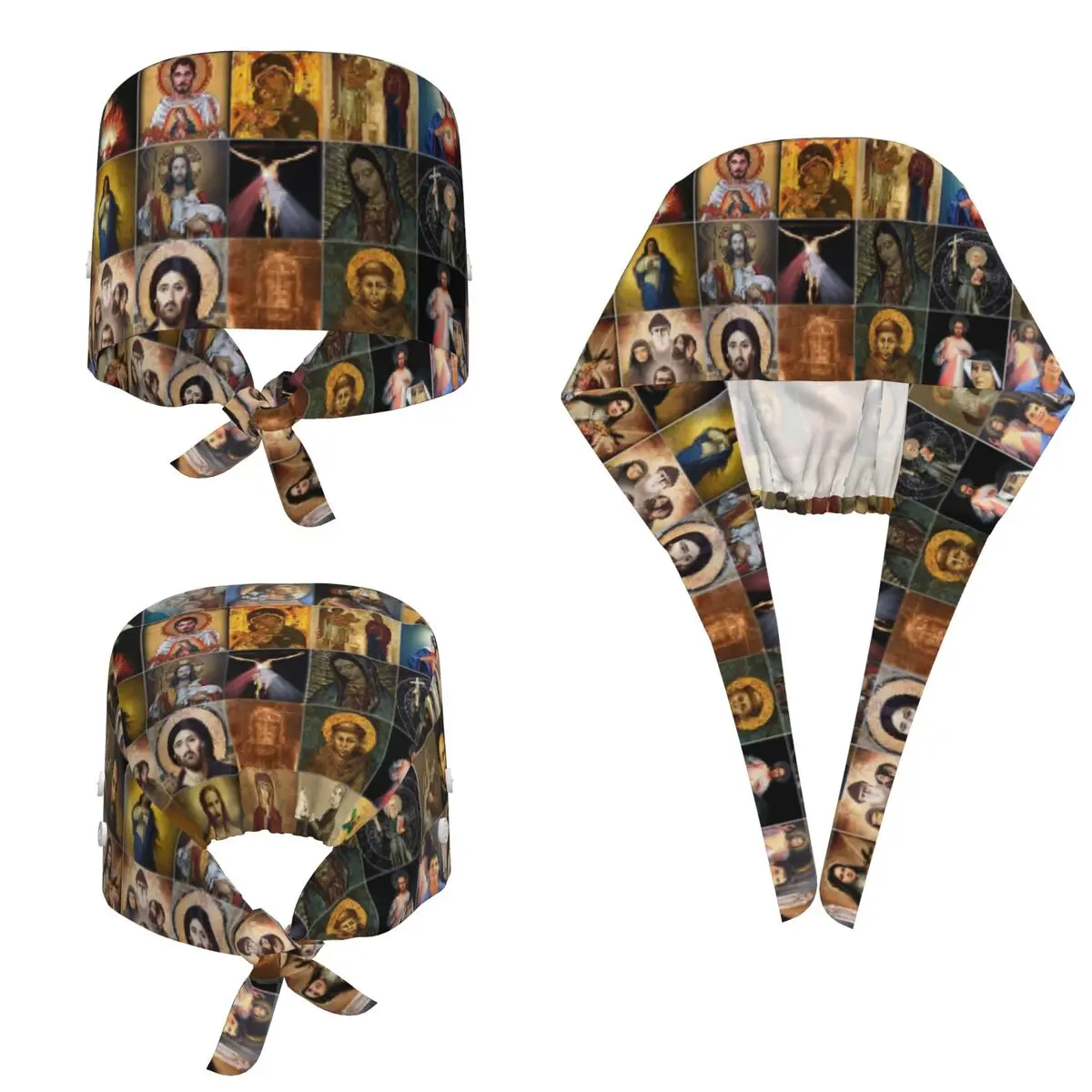 Saints Jesus Mary I Trust In You Scrub Hat Doctor Working Surgical Cap Men Women Adjustable Nursing Caps for Dentist