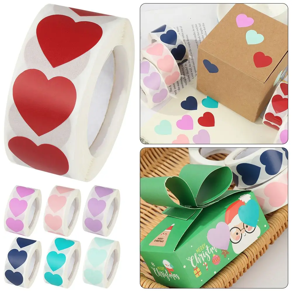 500 Uds. Bonitas etiquetas de sello para decoración del hogar, embalaje de regalo, pegatinas en forma de corazón de amor para álbum de recortes