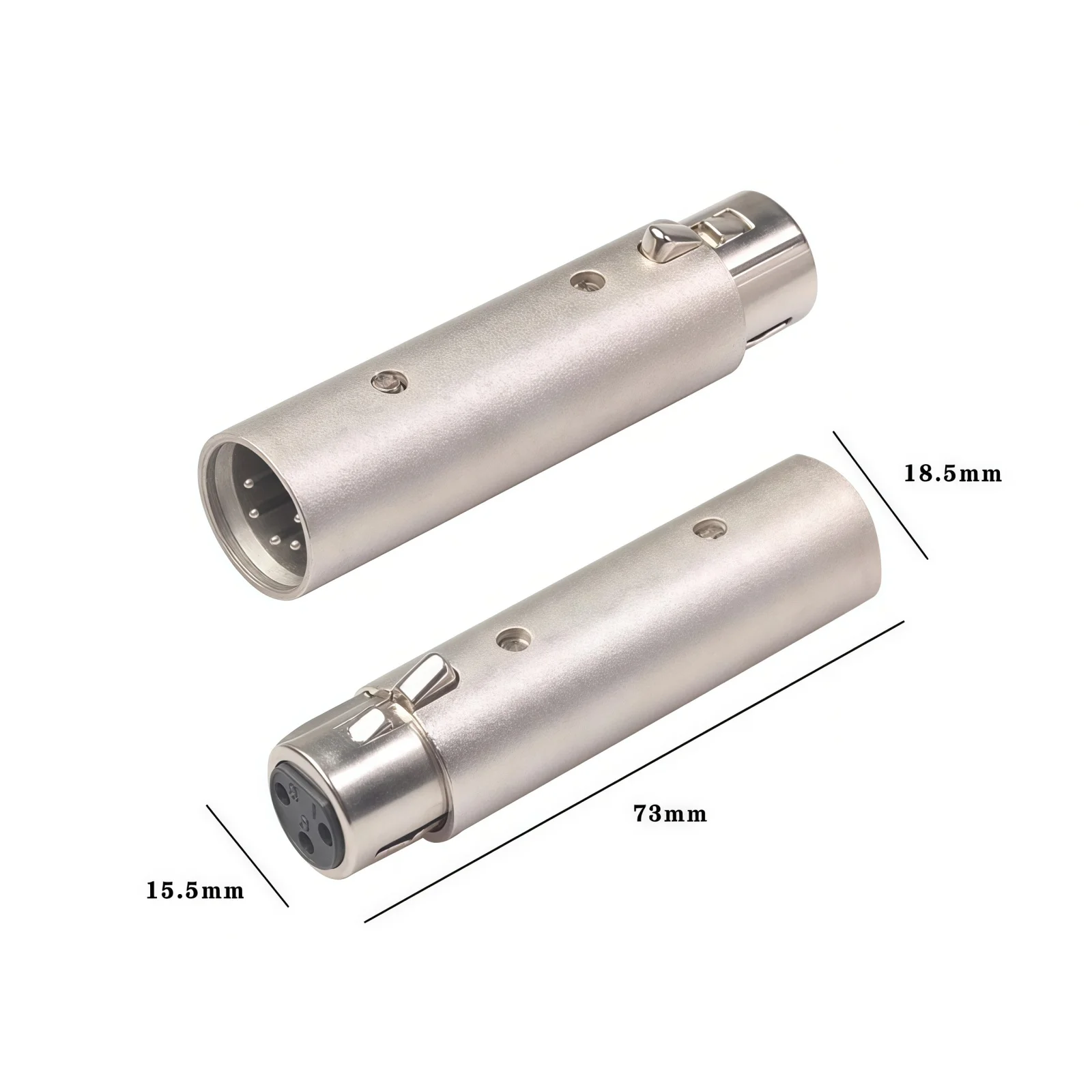 Metal Cased Converter， 3Pin XLR to 5Pin DMX Adapter， Silver Audio Lighting Connector for DJ & Studio Equipment
