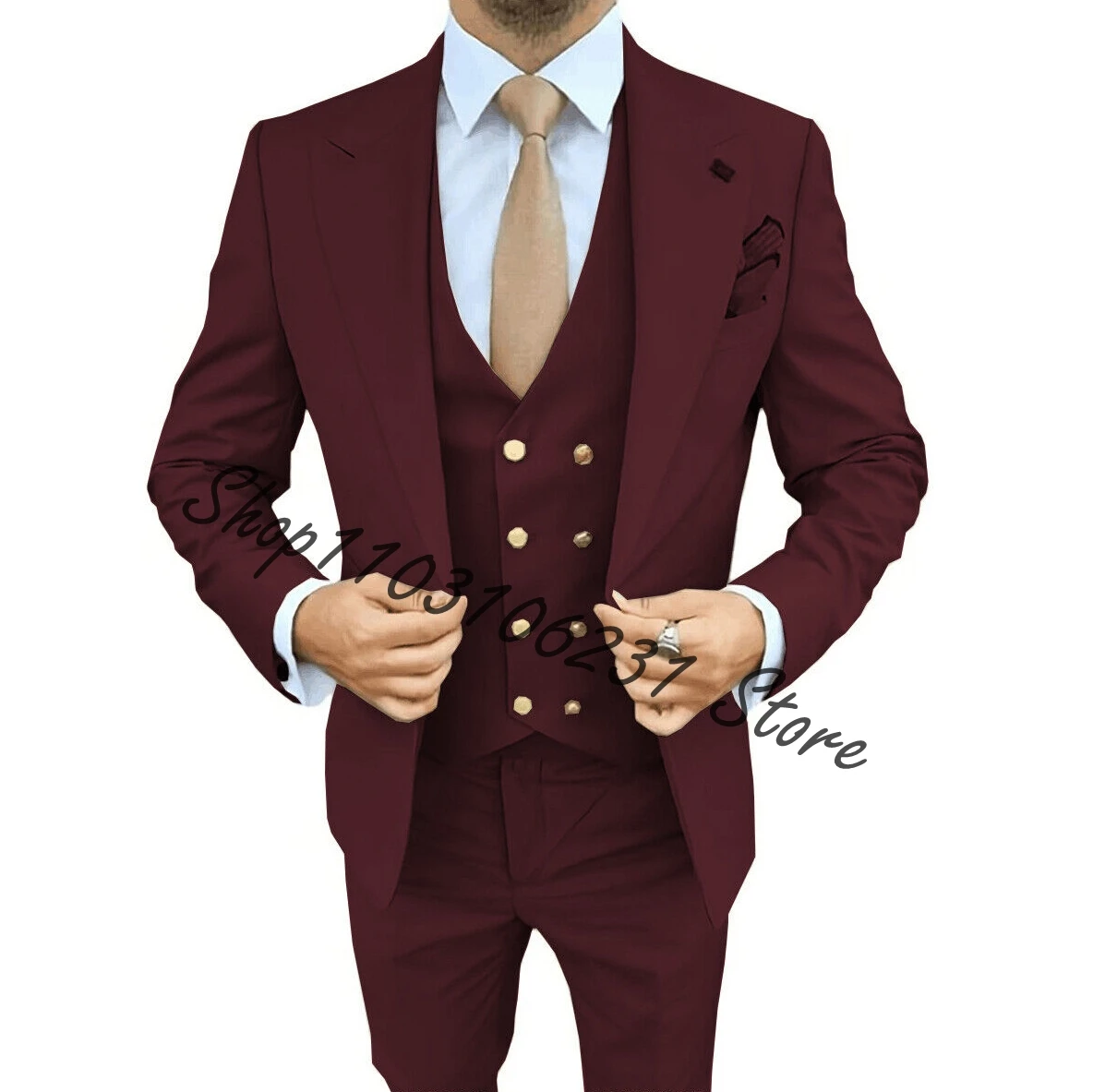 Trajes De Hombre Navy Suits for Men Wedding Tuxedo Formal Jacket Pants Vest 3-piece Outfit Slim Fit Blazer Handsome Men's Suit