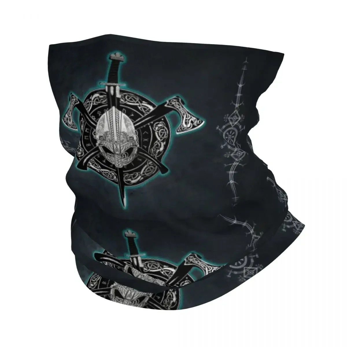 Shield With Ax Norse Helmet Bandana Neck Cover Printed Balaclavas Magic Scarf Headwear Running for Men Women Adult Winter