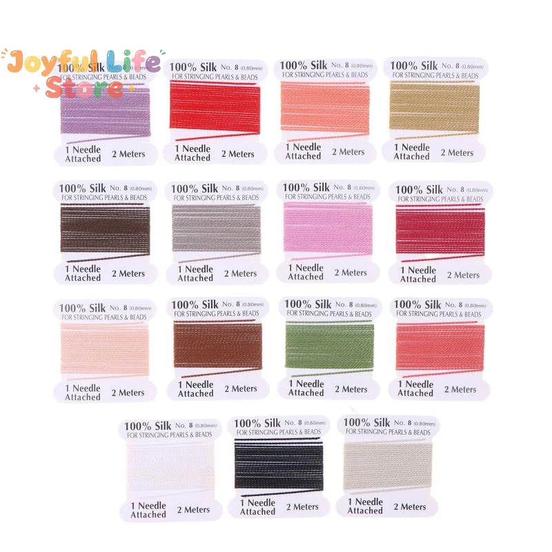 Hot 8# 0.8mm*2meters Factory Price Multicolor 100% Natural Pink Black White Silk Cord For Women DIY Jewelry Making