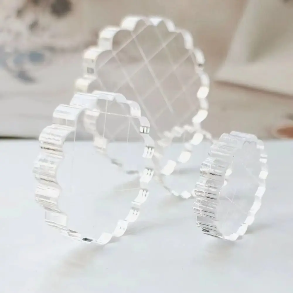 Grid Lines Plate Acrylic Stamp Blocks Handmade Tool Card Crafts Clear Stamping Tools 7 Sizes Transparent Stamp Block Pad