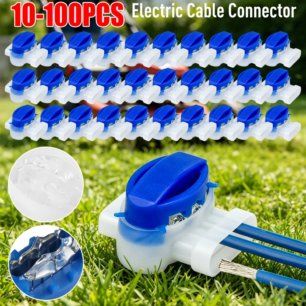 Cable Connector Set Waterproof Cable Clamps Connection Clamps Without Stripping for Gardena/Husqvarna/Worx/Robomow Lawnmower