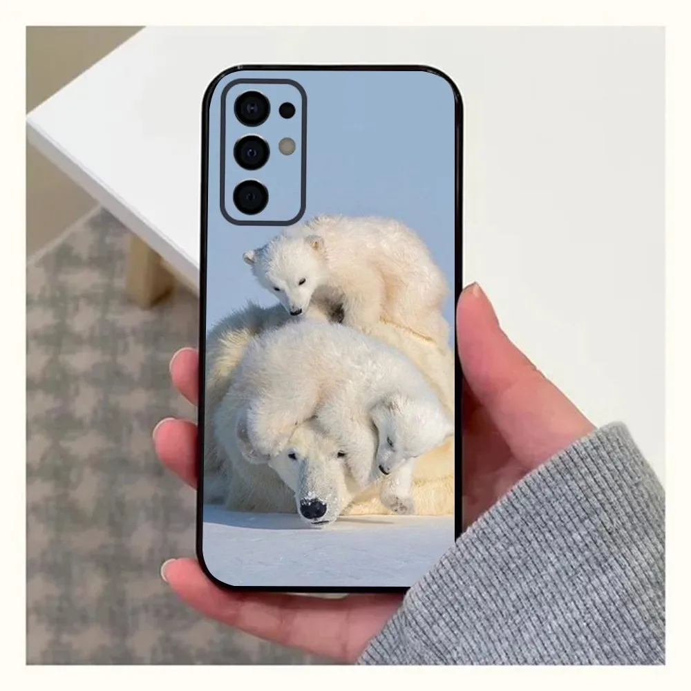 Animal Polar Bear Phone Case For Samsung S24,S21,S22,S23,S30,Ultra,S20,Plus,Fe,Lite,Note,10,9,5G Black Soft Cover