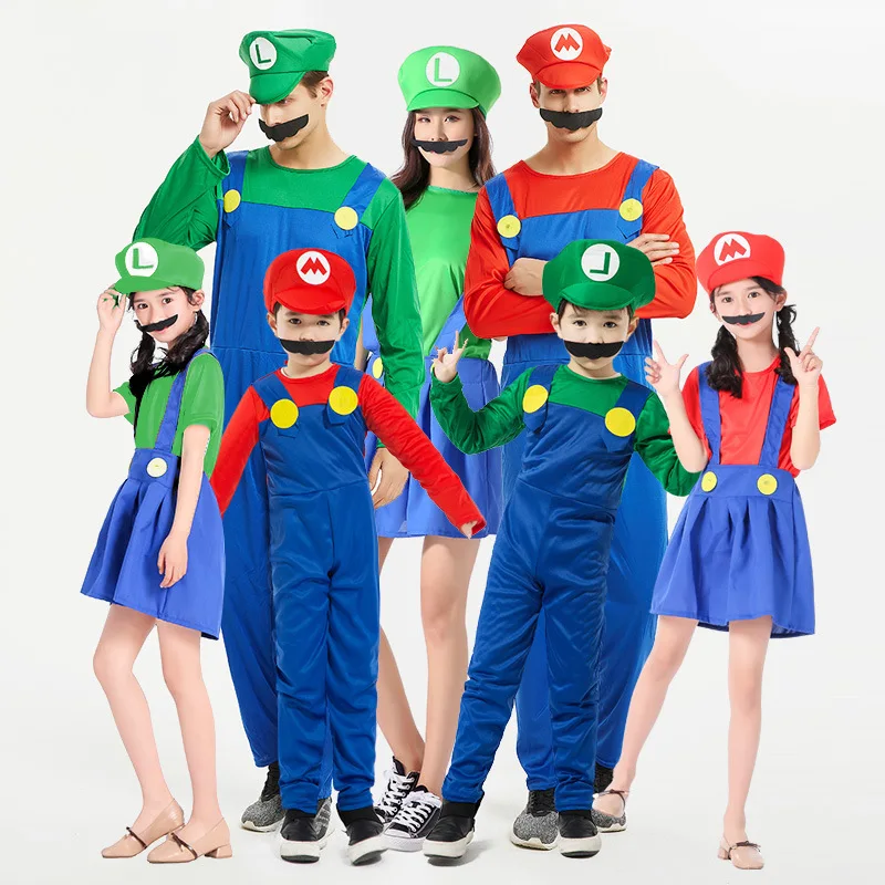 Festival cos anime costumes parent-child character performance costumes children's Mario clothes Super Mario costumes