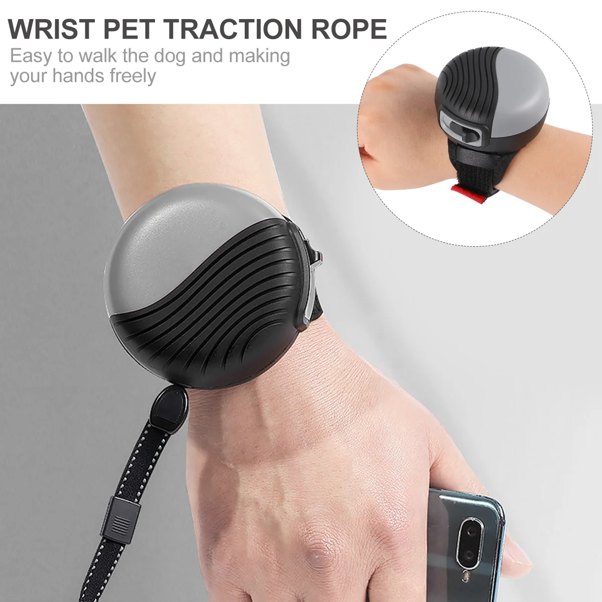 

1pc Automatic Retractable Dog Leash Grey Nylon Pet Traction Strap For Walking Jogging Camping Hiking Outdoor Activities Pet