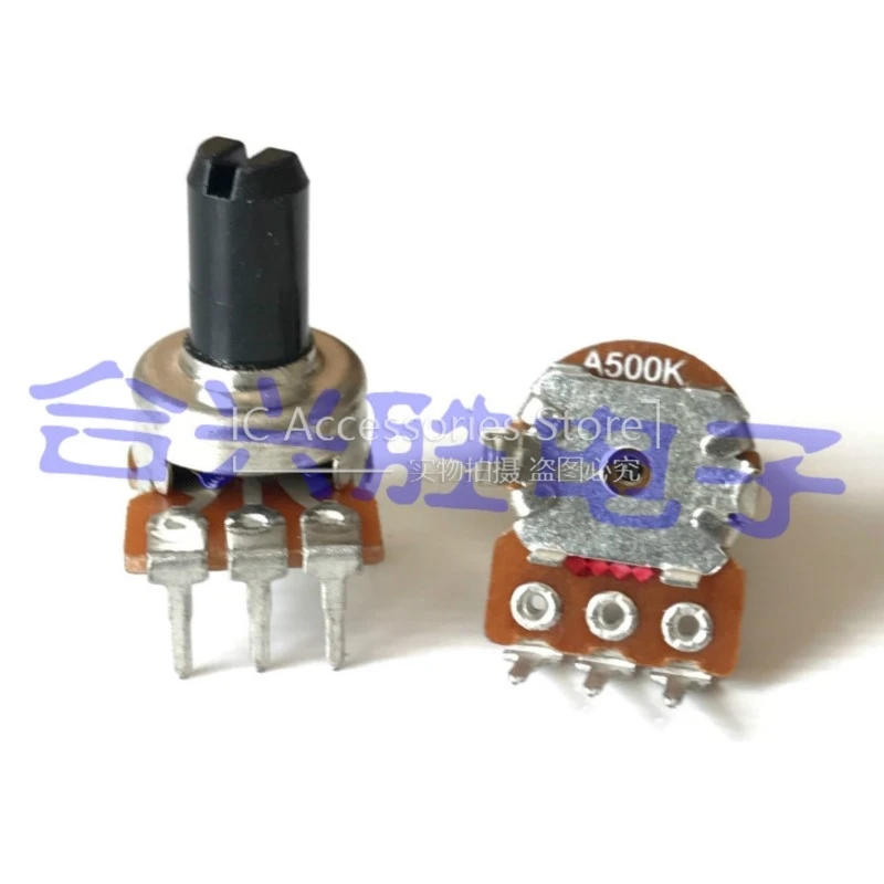 3PCS 121 Type Rotary Potentiometer A500K Speaker Audio Volume Adjustment Potentiometer 3Pin Shaft Length 10MM
